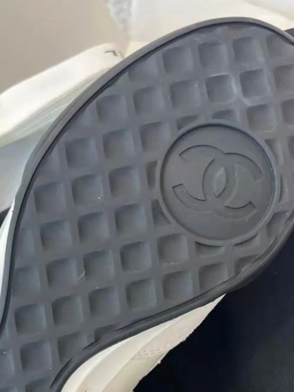 Chanel White Quilted CC Logo Leather & Suede Low‑Top Sneakers